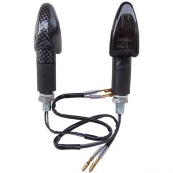 Par De Pisca Mini Seta Moto Scud Blade Esportivo Preto Carbono Com Lente Cristal + Fumê