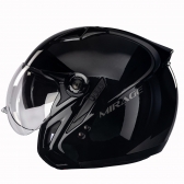 Capacete Moto Custom Peels F21 Mirage Classic Solid Piloto Aviador C/ Óculos Interno Queixeira Removível Lançamento - Preto Brilho
