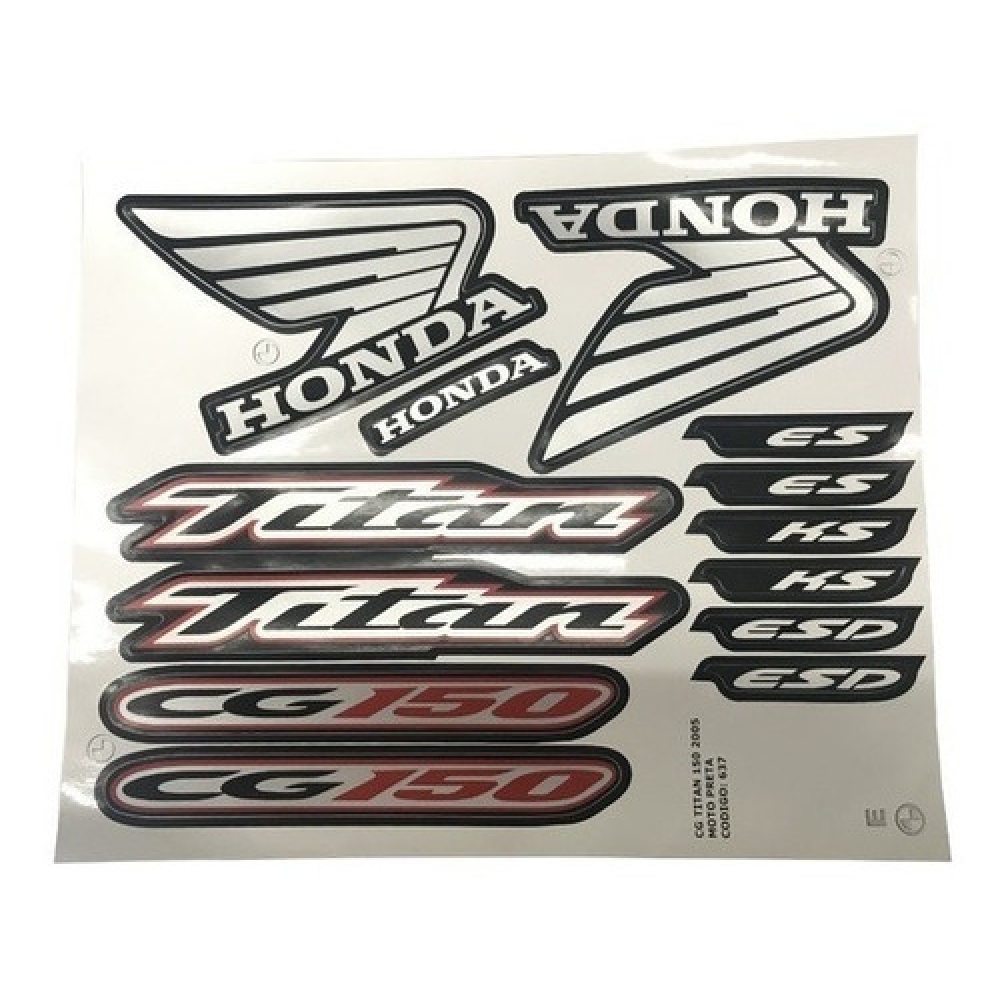 Kit Adesivos Faixa Moto Cg Titan 150 2005 Preta Jogo Adesivo