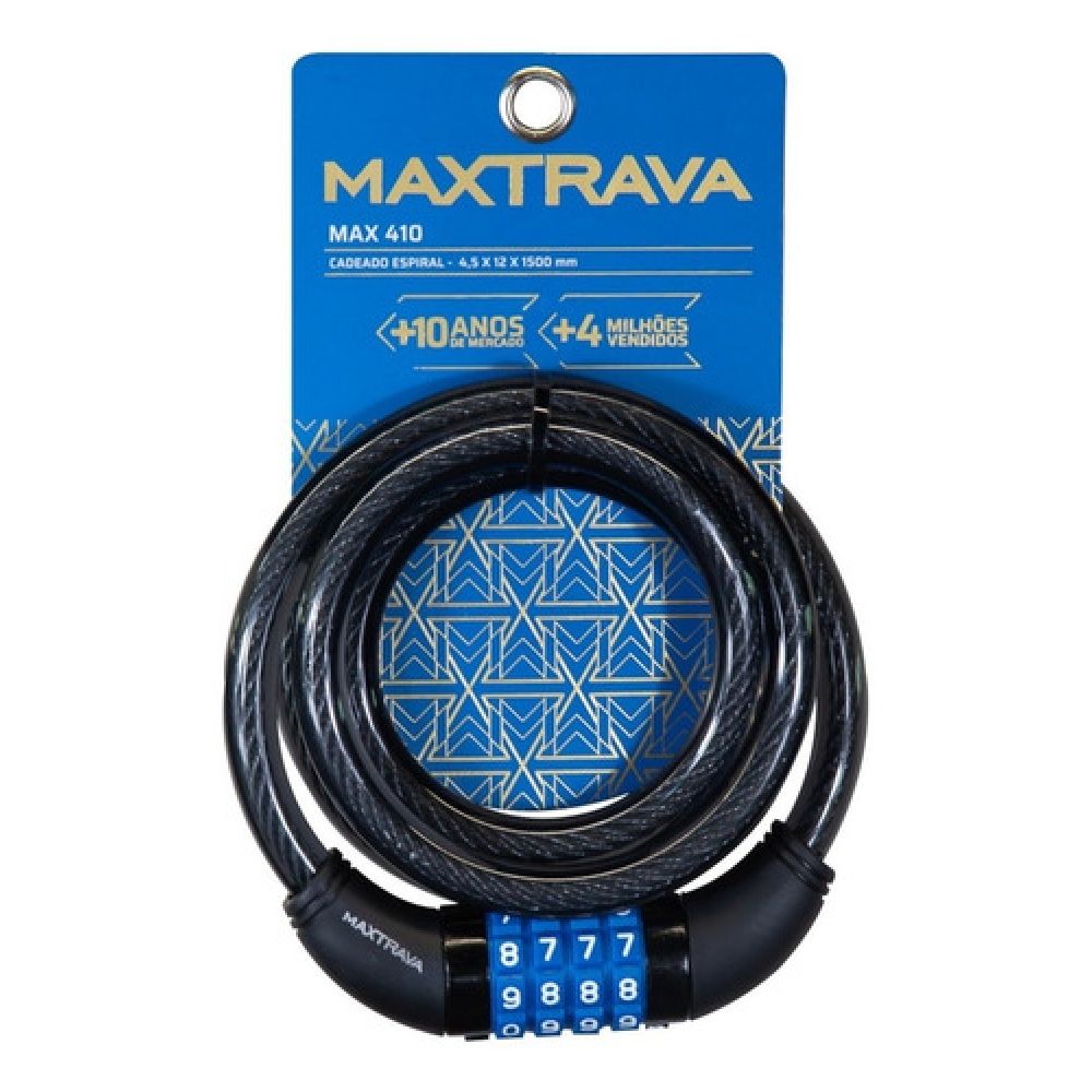 Cadeado Tranca Capacete Bike Moto C/ Segredo Max Trava 1,5m