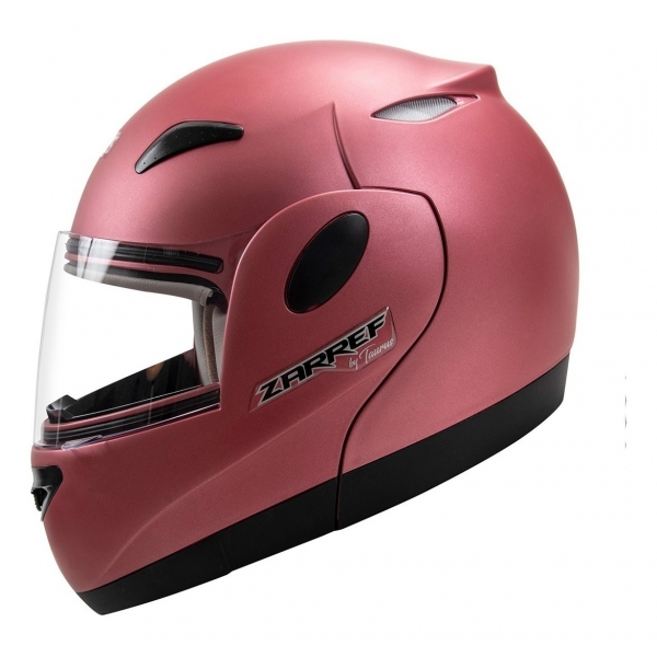 Capacete Moto Feminino Robocop Zarref By Taurus Custom Escamoteavel Rosa Jelly Revestido Couro C/ Selo Inmetro