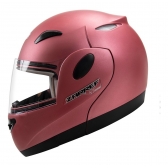 Capacete Moto Feminino Robocop Zarref By Taurus Custom Escamoteavel Rosa Jelly Revestido Couro C/ Selo Inmetro