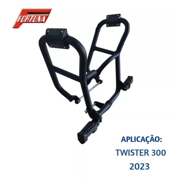 Protetor Motor e Carenagem Honda Cb 300F Twister 2023 Preto Fosco C/ Pedaleiras - Fortuna