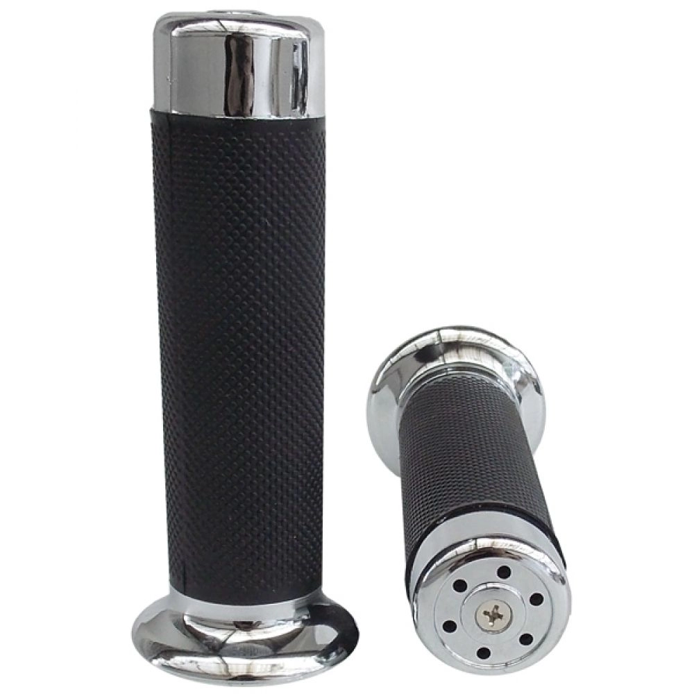 Manopla Punho Moto Custom Retro Vintage Pro Tork Para Guidão 22 mm ( Par ) - Cromada