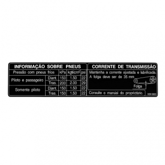 Adesivo Precaução Pneu Capa Corrente Sahara 300 2024 2025 2026 Original Honda 87505K3HB00