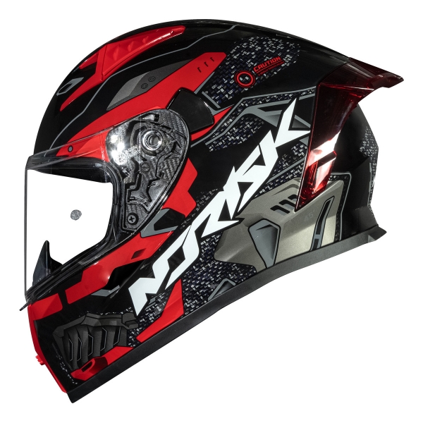 Capacete Moto Norisk Flow Robot Preto Vermelho C/ Spoiler + Viseira Fumê Extra Lançamento - Preto Vermelho