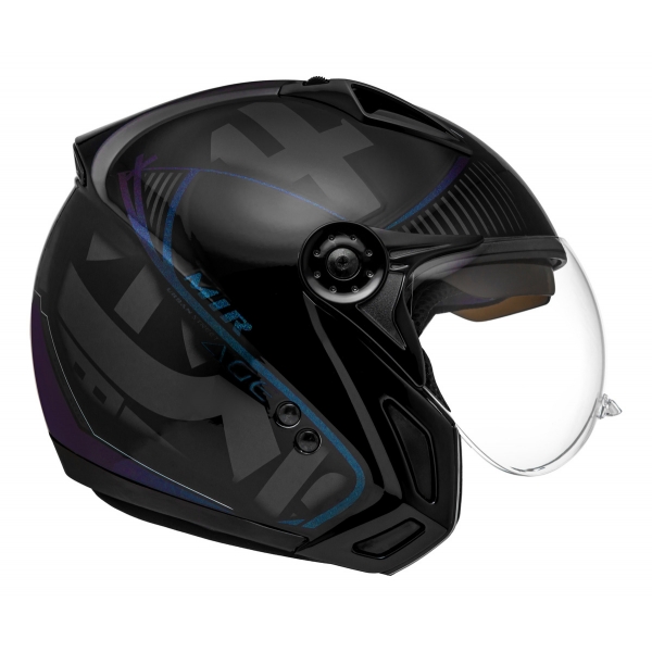 Capacete Moto Peels Mirage Edge Preto Camaleão Custom Aviador C/ Óculos Queixeira Removível Masculino Feminino