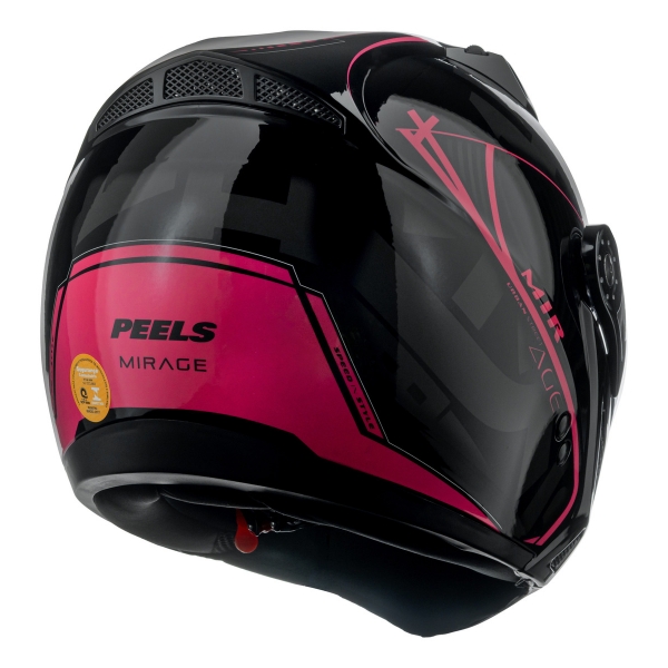 Capacete Moto Feminino Peels Mirage Edge Preto Rosa Custom Aviador C/ Óculos Queixeira Removível