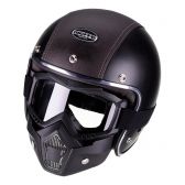 Capacete Aberto Custom Bieffe B45 Harley Old School Vintage Cafe Racer Preto Couro Marrom C/ Selo Inmetro