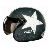 Capacete Moto Custom Peels F21 Us Army Tank Aviador C/ 2 Viseiras Queixeira Removível - Verde Militar