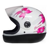 Capacete Feminino Taurus San Marino Formula 1R C/ Flor Femme Modelo Novo - Branco