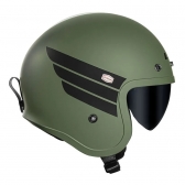 Capacete Moto Aberto Ls2 Of599 Spitfire Custom Vintage Retro Harley C/ Óculos e Selo Inmetro Masculino Feminino - Verde Militar Fosco