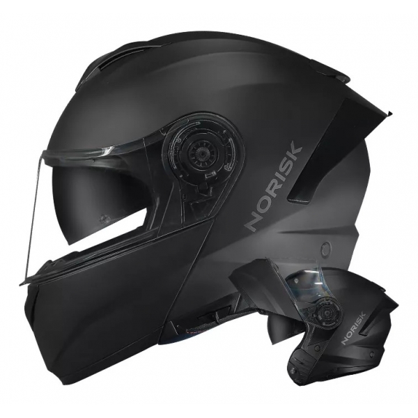 Capacete Moto Robocop Escamoteável Norisk Force 2 Preto Fosco Articulado C/ Óculos E Selo Inmetro