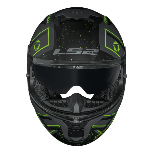 Capacete Moto Fechado Ls2 Ff808 Stream 2 Maze Esportivo C/ Óculos Interno Lançamento C/ Selo Inmetro - Preto Verde