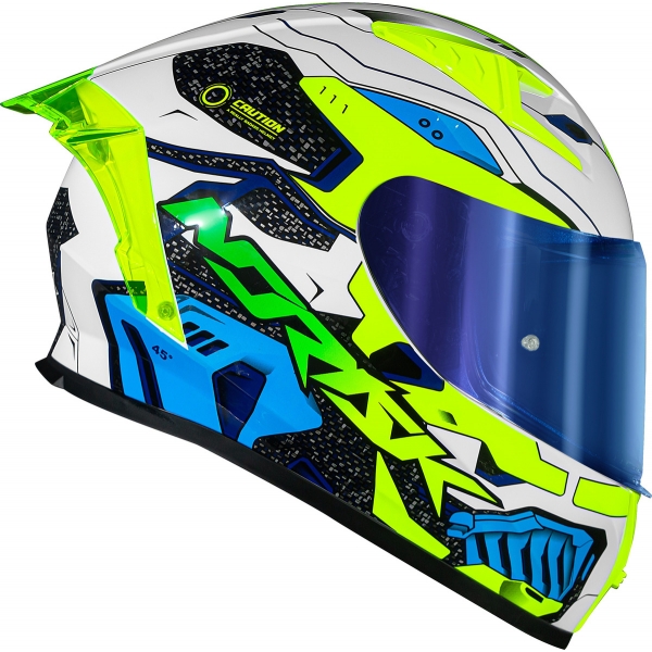 Capacete Moto Norisk Flow Robot Branco Amarelo C/ Spoiler + Viseira Extra Lançamento