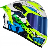 Capacete Moto Norisk Flow Robot Branco Amarelo C/ Spoiler + Viseira Extra Lançamento
