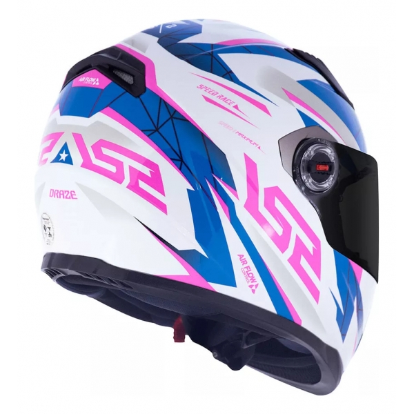 Capacete Moto Feminino Fechado Ls2 Ff358 Classic Draze Branco Rosa C/ Selo Inmetro Lançamento