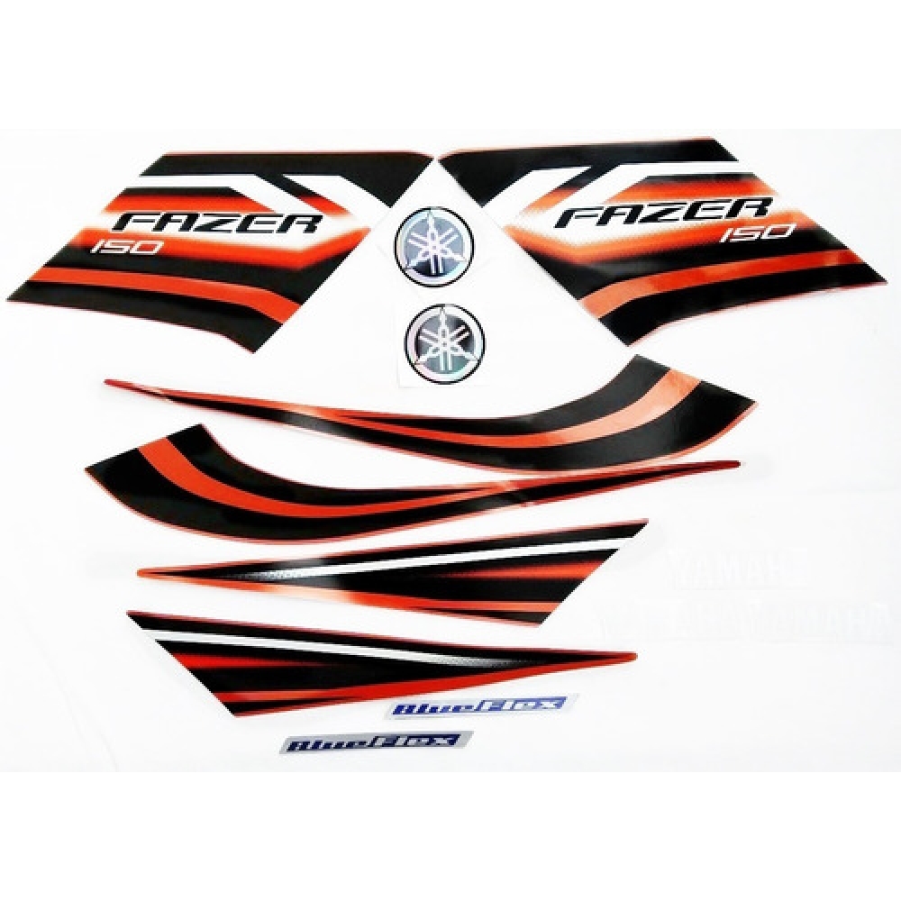 Kit Adesivos Faixas Fazer 150 2014 2015 Laranja Jogo Adesivo