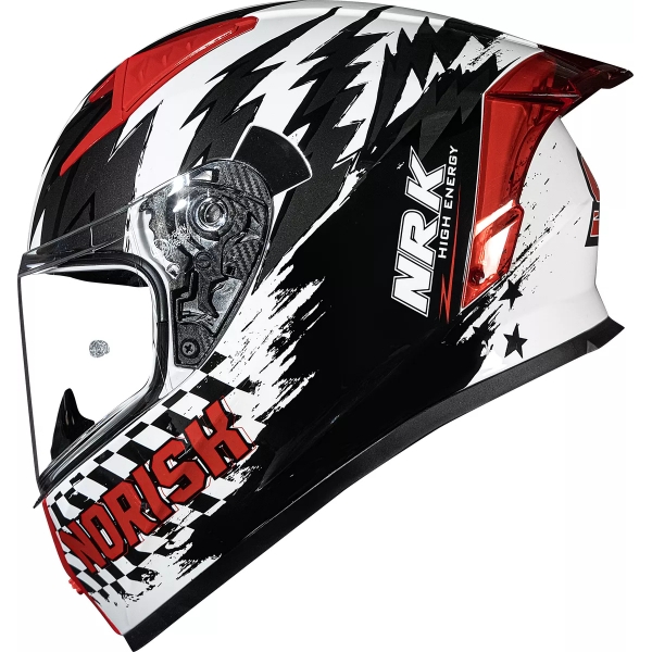Capacete Moto Norisk Flow Moto Gp 96 Daytona Branco C/ Spoiler + Viseira Colorida Extra Lançamento
