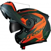 Capacete Moto Robocop Escamoteável Norisk Route FF345 Speedmax Articulado C/ Óculos E Selo Inmetro - Verde Laranja Fosco