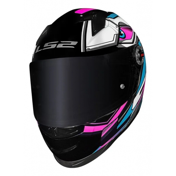 Capacete Moto Feminino Fechado Ls2 Ff358 Classic Xdron Cyan Rosa Esportivo C/ Selo Inmetro