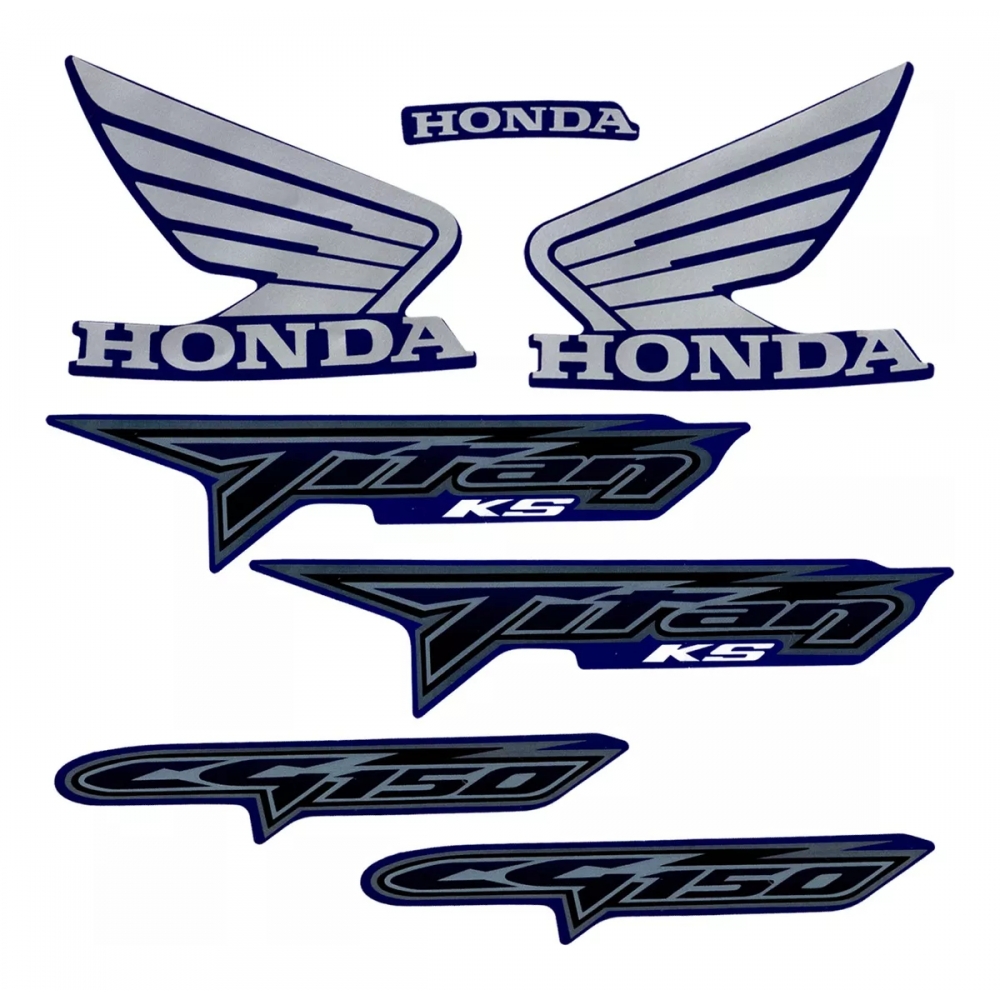 Kit Adesivos Faixas Moto CG Titan 150 2008 KS Azul Jogo Adesivo