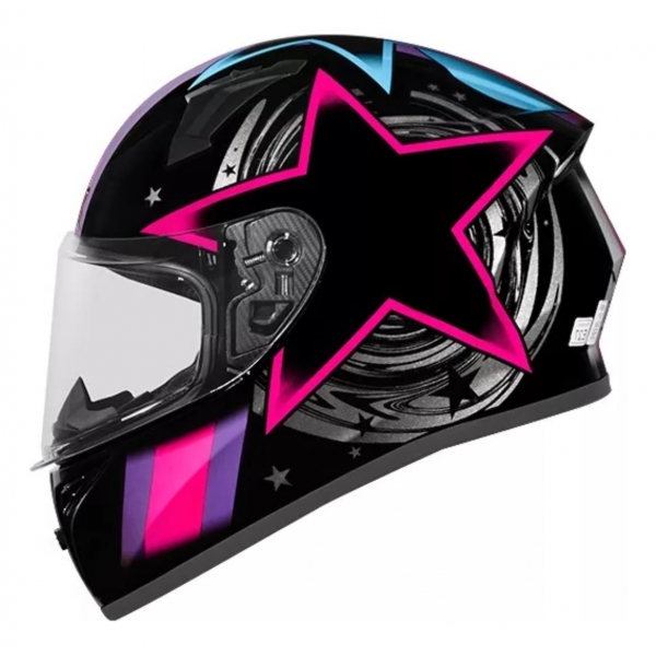 Capacete Moto Feminino Esportivo Ebf XTroy Ff526 358 Starwar Cosmic Preto Rosa C/ Selo Inmetro Lançamento