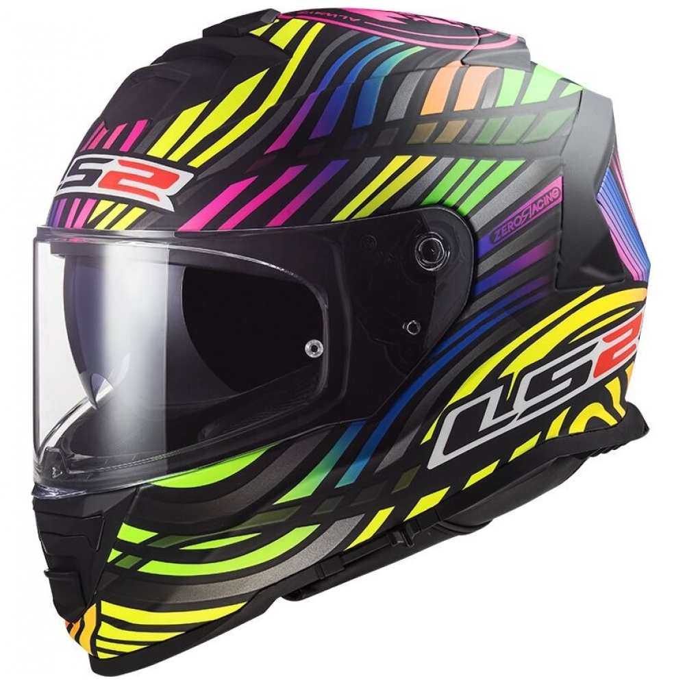 Capacete Moto Fechado Ls2 Ff800 Storm Power Arco Iris Preto Rainbow C/ Óculos Interno C/ Selo Inmetro