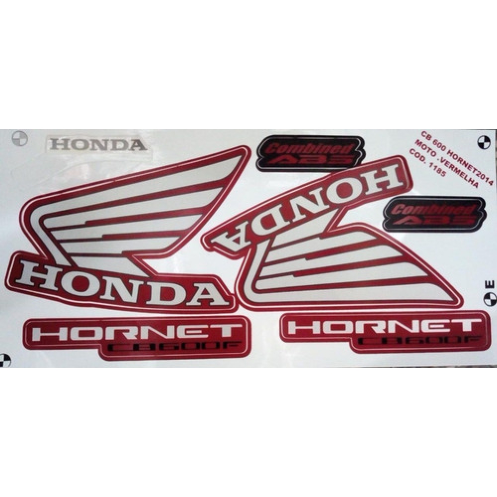 Kit Adesivos Faixa Cb 600 Hornet Vermelha 2014 Jogo Adesivo