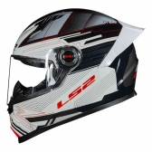 Capacete Moto Fechado LS2 FF358 Classsic S Digital Striker C/ Spoiler Masculino Feminino Lançamento - Branco Preto