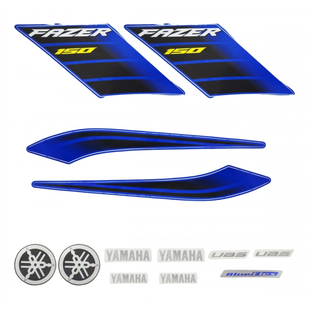 Kit Adesivos Faixas Moto Yamaha Fazer 150 Azul 2022 2023 Jogo Adesivo Modelo Original Jotaesse