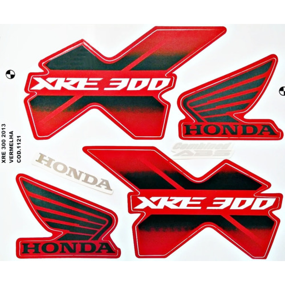 Kit Adesivo Faixa Honda Xre 300 Vermelha 2013 Jogo Adesivos