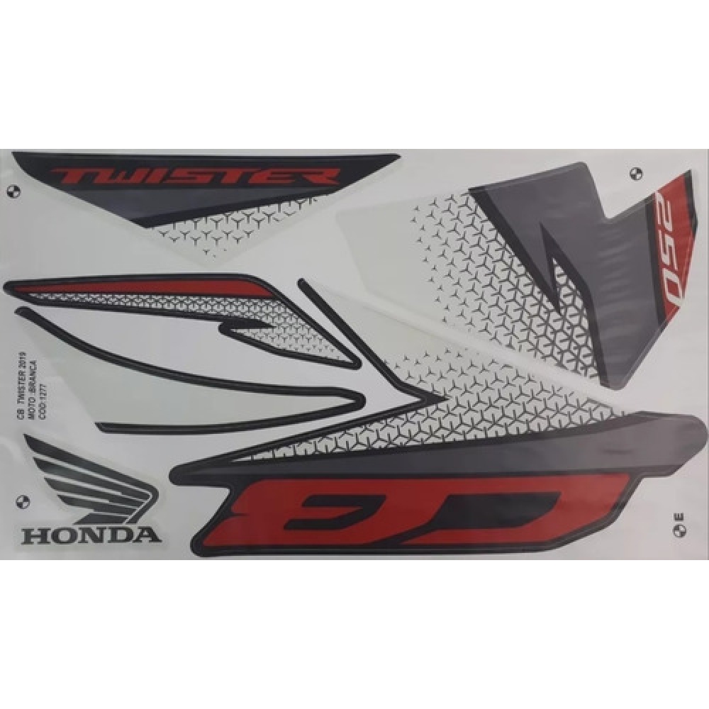 Kit Adesivos Faixas Cb 250 Twister 2019 Branca Jogo Adesivo