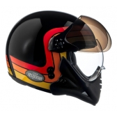 Capacete Moto Aberto Peels F-21 F21 Click Yesterday Vintage Retro C/ 2 Viseiras Queixeira Removível - Vermelho Brilho