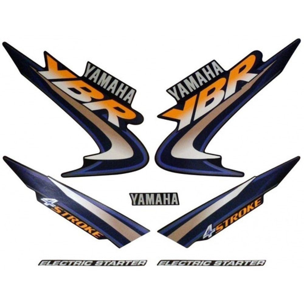 Kit Adesivos Faixa Ybr 125 Preta 2003 Jogo Adesivo
