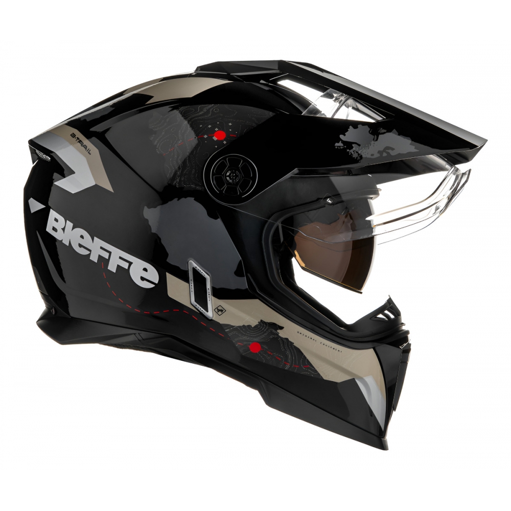 Capacete Moto Bieffe B-Trail Big Trail Frontier Estrada Desert Areia Preto C/ Óculos Sol Lançamento