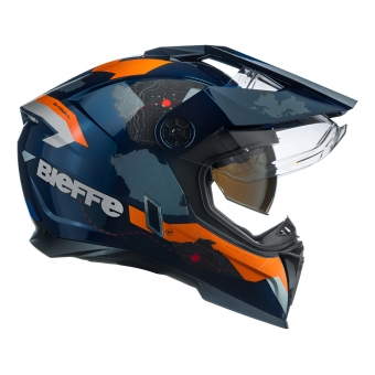 Capacete Moto Bieffe B-Trail Big Trail Xre Frontier Azul Laranja C/ Óculos Sol Lançamento