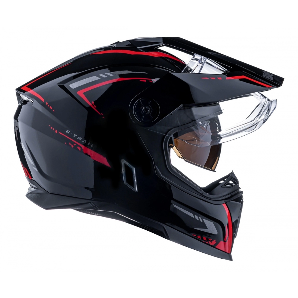 Capacete Moto Bieffe Big Trail Authentic Cross Preto Vermelho C/ Óculos Sol Lançamento