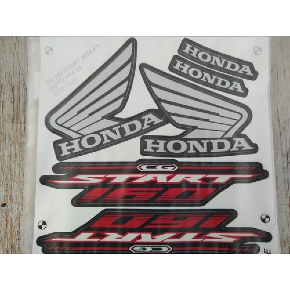 Kit Adesivos Faixas Moto Cg 160 Start 2018 Preta Jogo Adesivo
