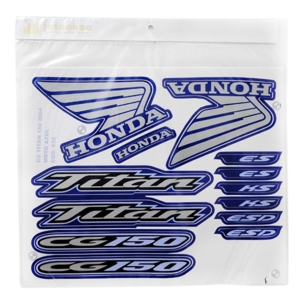 Kit Adesivos Faixas Moto Cg Titan 150 Azul 2004 Jogo Adesivo