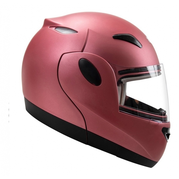 Capacete Moto Feminino Robocop Zarref By Taurus Custom Escamoteavel Rosa Jelly Revestido Couro C/ Selo Inmetro