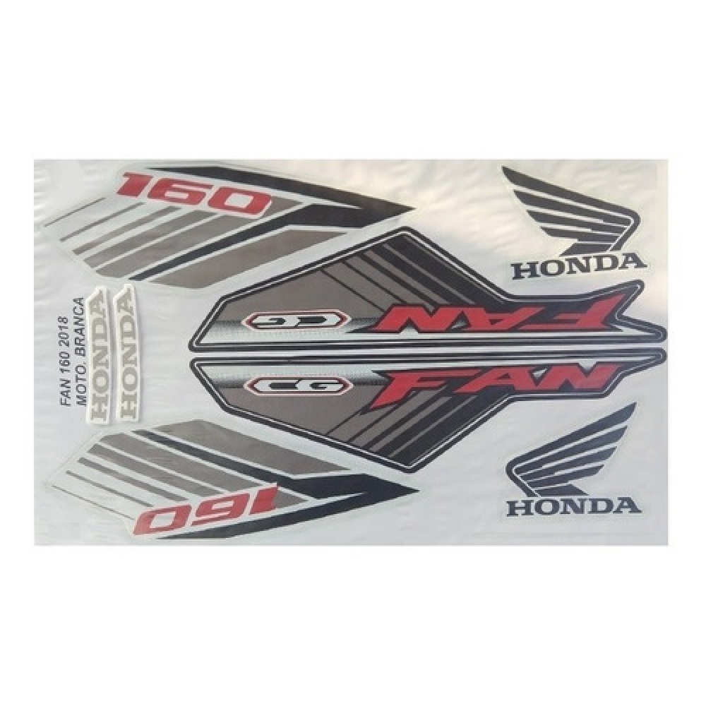 Kit Adesivos Faixa Honda Cg Fan 160 Branca 2018 Jogo Adesivo