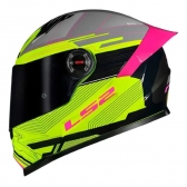 Capacete Moto Fechado LS2 FF358 Classsic S Digital Striker C/ Spoiler Masculino Feminino Lançamento - Preto Amarelo Rosan Neon