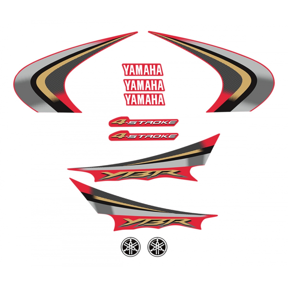 Kit Adesivos Faixas Moto Yamaha Ybr 125 Vermelha 2008 Jogo Adesivo Modelo Original Jotaesse