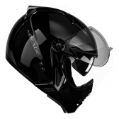Capacete Moto Custom Peels F21 Mirage Classic Solid Piloto Aviador C/ Óculos Interno Queixeira Removível Lançamento - Preto Brilho