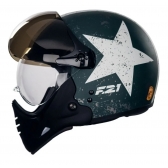 Capacete Moto Custom Peels F21 Us Army Tank Aviador C/ 2 Viseiras Queixeira Removível - Verde Militar