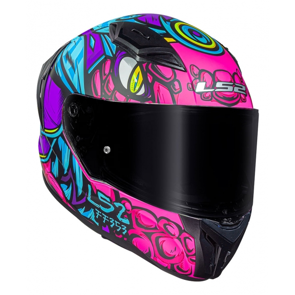 Capacete Moto LS2 FF810 Vigo Drillox Roxo Rosa Fosco C/ Spoiler Masculino Feminino Lançamento