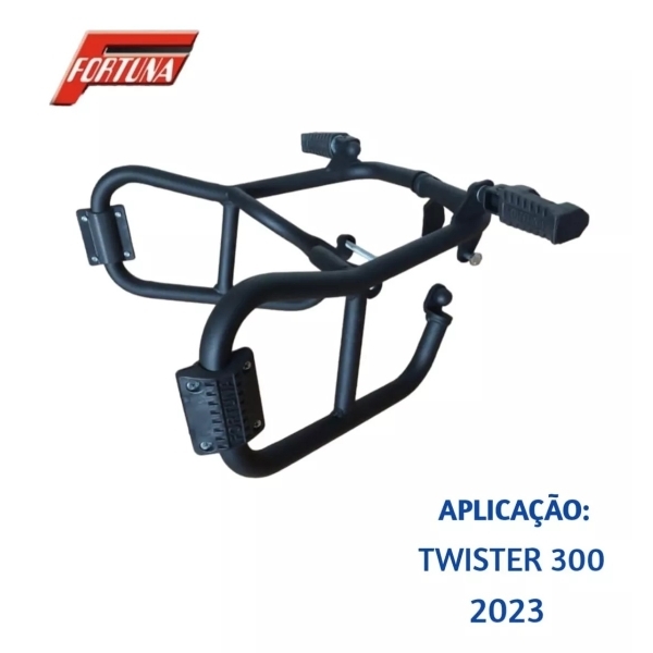 Protetor Motor e Carenagem Honda Cb 300F Twister 2023 Preto Fosco C/ Pedaleiras - Fortuna