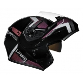 Capacete Moto Feminino Robocop Peels Urban U-Rb2 Discover Preto Rosa Camelão Escamoteável C/ Oculos