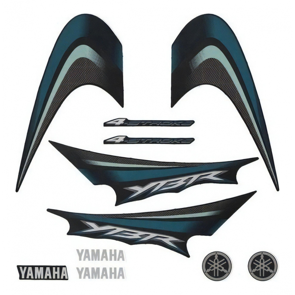 Kit Adesivos Faixas Moto Yamaha Ybr 125 Preta 2008 Jogo Adesivo Modelo Original Jotaesse